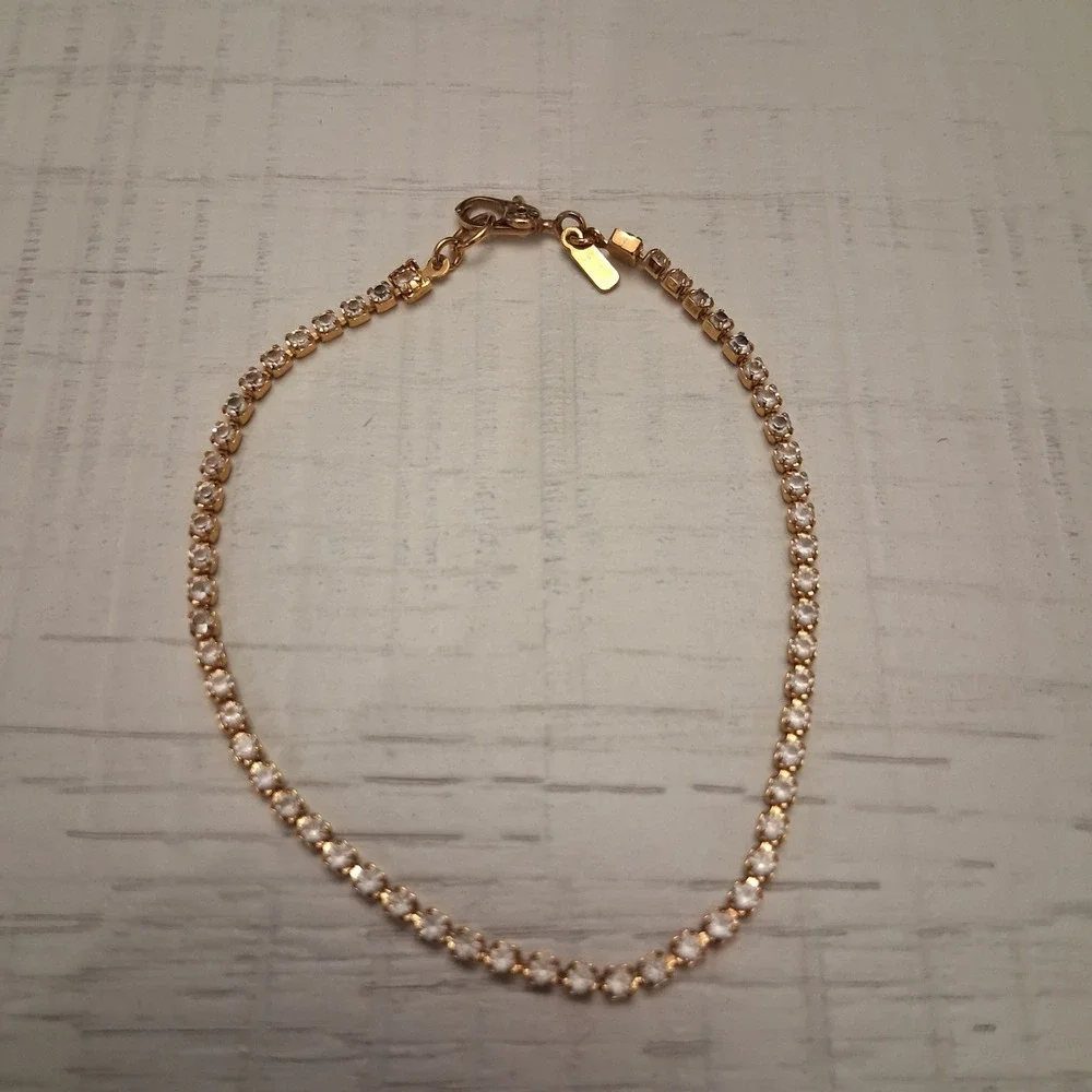 Monet Tennis Bracelet Women 7.5 Inch Gold Tone Clear Crystal Classic Minimalist
